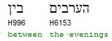 Hebrew for 'between the evenings'