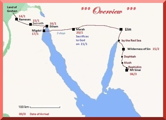 Map of Exodus journey
- Egypt to Mt Sinai